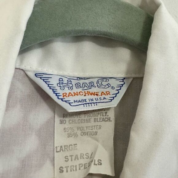 Vintage H Bar C California Ranchwear American Flag Pearl Snap - Picture 2 of 12